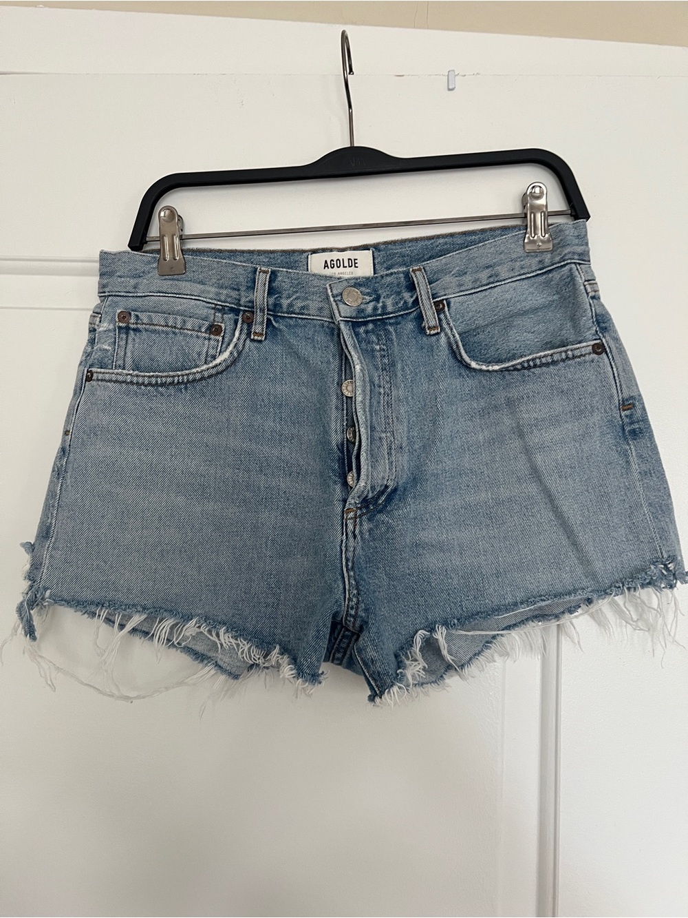 AGOLDE Light Blue High-Rise Denim Cutoff Shorts NWOT